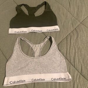 Women’s Calvin Klein Olive and Gray Sports Bras - size M - 2 for $20